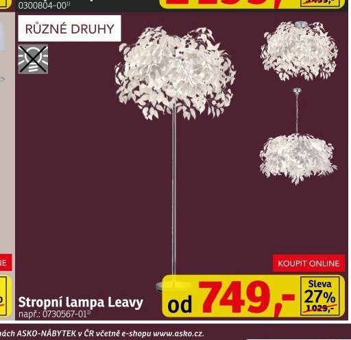 Stropní lampa Leavy - ASKO akcniletaky.com