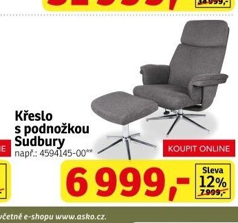 Křeslo s podnožkou Sudbury - ASKO akcniletaky.com