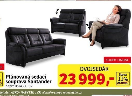 Plánovaná sedací souprava Santander - ASKO akcniletaky.com
