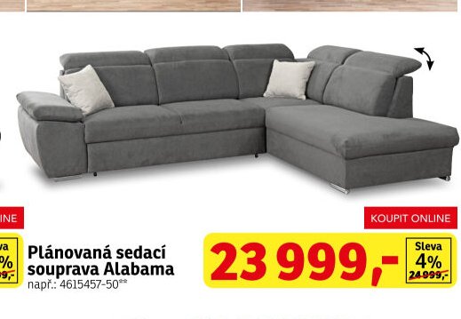 Plánovaná sedací souprava Alabama - ASKO akcniletaky.com