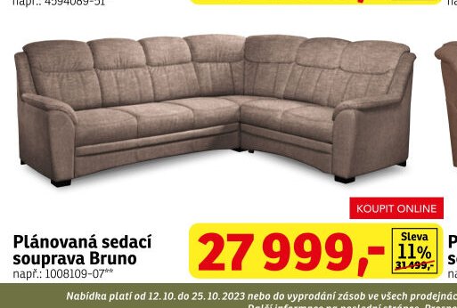 Plánovaná sedací souprava Bruno - ASKO akcniletaky.com
