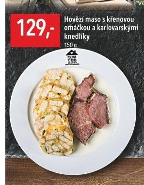 Hovězí maso s křenovou omáčkou a karlovarskými knedlíky