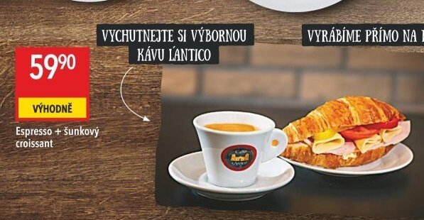 Espresso + šunkový croissant