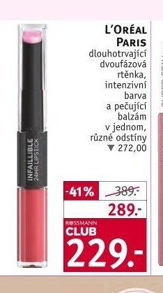 L'ORÉAL PARIS dlouhotrvající dvoufázová rtěnka