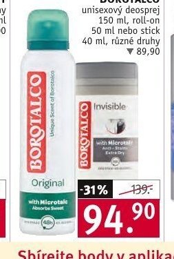 Borotalco unisexový deosprej 150 ml, roll-on 50 ml nebo stick 40 ml, různé druhy