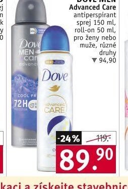 Dove Men Advanced Care antiperspirant sprej 150 ml, roll-on 50 ml nebo stick 40 ml pro ženy nebo muže, různé druhy