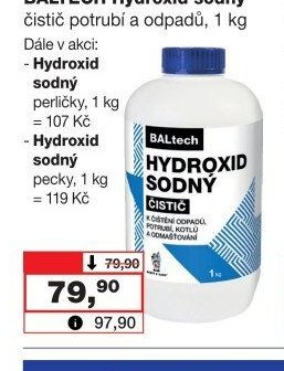 BALTECH Hydroxid sodný čistič potrubí a odpadů, 1 kg