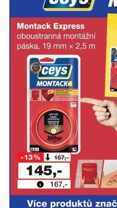 Montack Express oboustranná montážní páska, 19 mm x 2,5 m