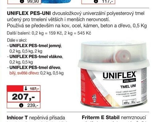 UNIFLEX PES-UNI dvousložkový univerzální polyesterový tmel
