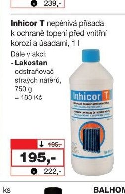 Inhicor T nepěnivá přísada k ochraně topení před vnitřní korozí a úsadami, 1 l