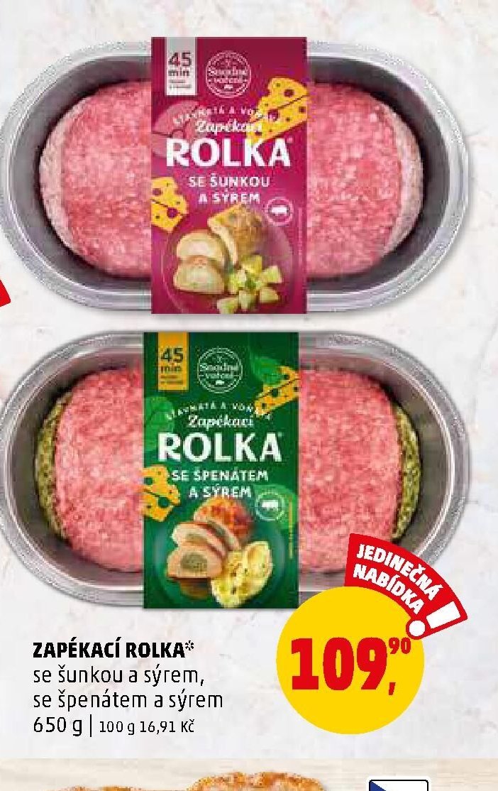 Zapékací rolka se šunkou a sýrem / se špenátem a sýrem