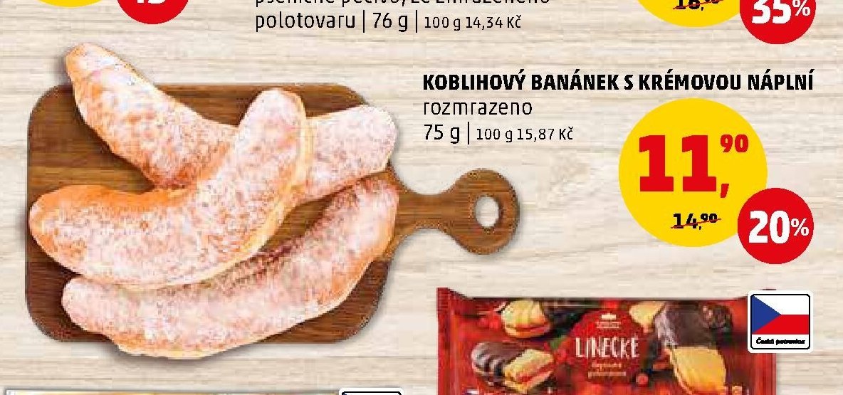 Koblihový banánek s krémovou náplní