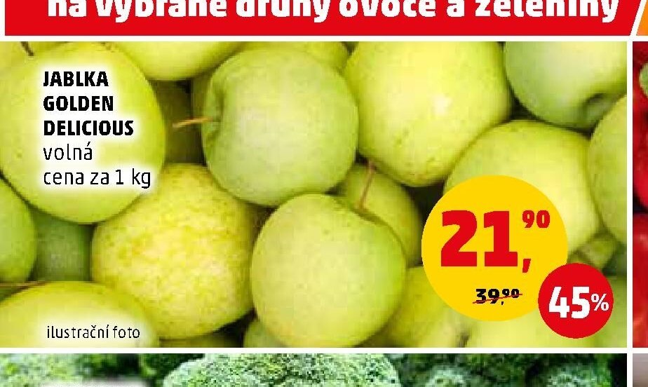 JABLKA GOLDEN DELICIOUS volná cena za 1 kg
