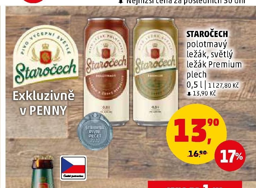 STAROČECH polotmavý ležák, světlý ležák Premium