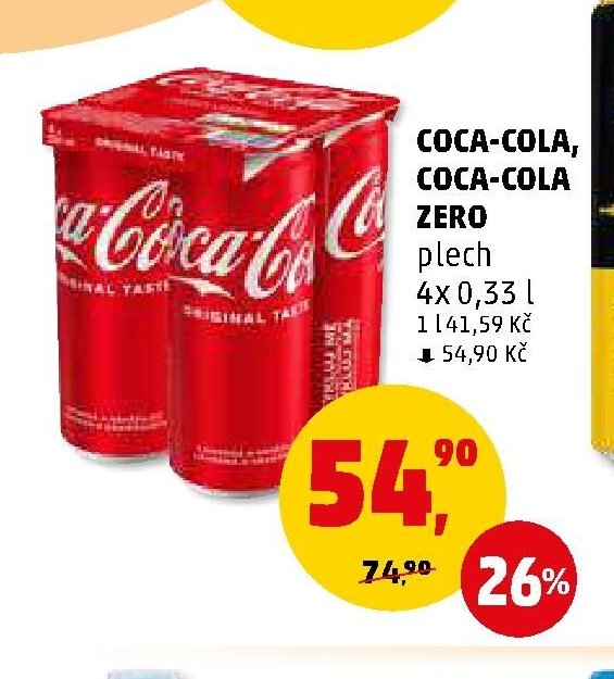 Coca-Cola, Coca-Cola Zero plech 4x 0,33 l