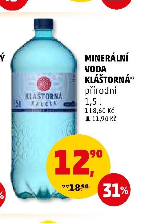 Minerální voda Kláštorná přírodní 1,5 l