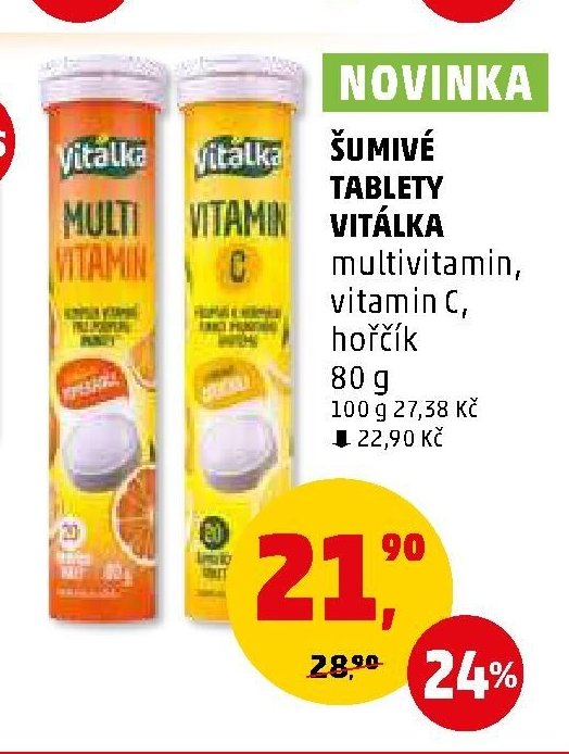 Šumivé tablety Vitálka multivitamin, vitamin C, hořčík 80 g