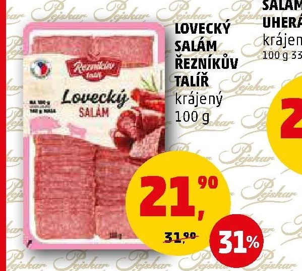 LOVECKÝ SALÁM ŘEZNÍKŮV TALÍŘ krájený