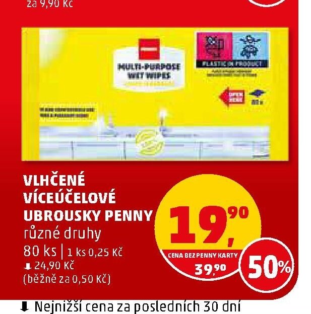 Vlhčené víceúčelové ubrousky Penny