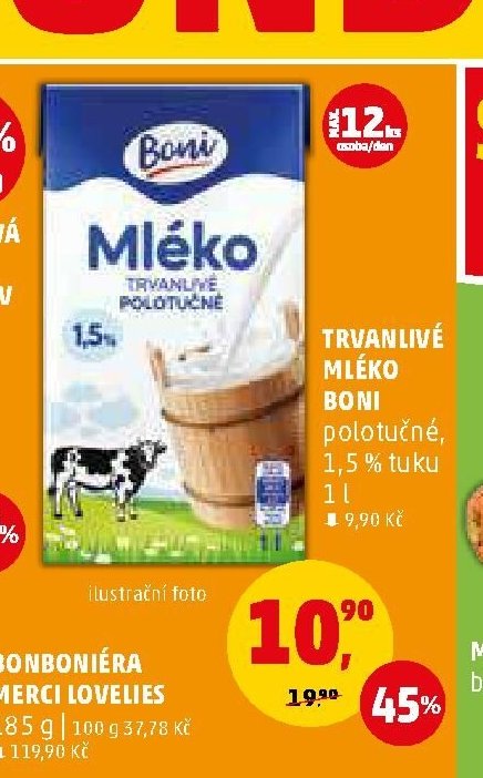 Trvanlivé mléko Boni 1 l
