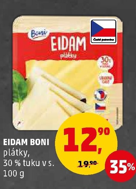EIDAM BONI plátky, 30 % tuku v s. 100 g