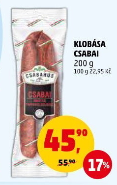 Čabajská klobása Csabai Csabahús