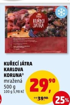Kuřecí játra mražená Karlova Koruna