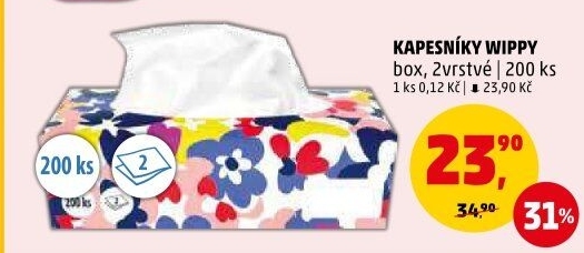 Papírové kapesníčky 2vrstvé Wippy - box