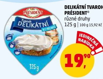 Tvarohové pomazánky Delikátní Président