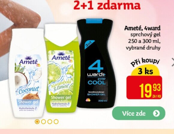 Ameté, 4ward sprchový gel 250 a 300 ml
