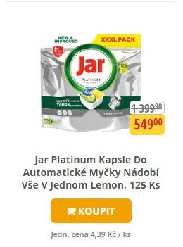 Jar Platinum Kapsle Do Automatické Myčky Nádobí Vše V Jednom Lemon, 125 Ks