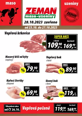 akční leták ZEMAN maso - uzeniny 23.10.2023-27.10.2023