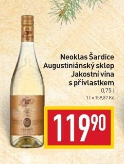 Neoklas Šardice Augustiniánský sklep Jakostní vína s přívlastkem