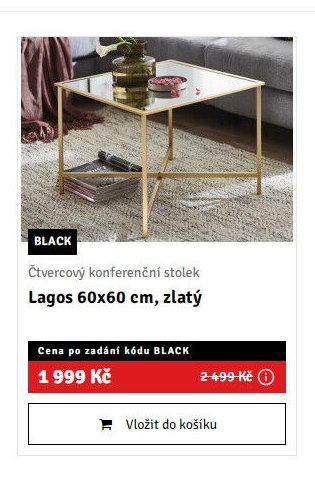 Čtvercový konferenční stolek Lagos 60x60 cm, zlatý - ASKO akcniletaky.com