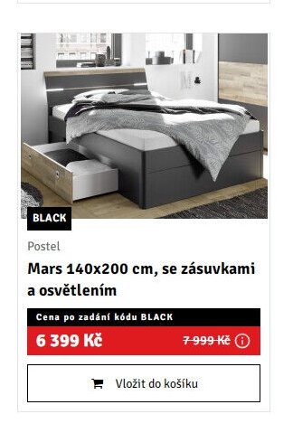 Postel Mars 140x200 cm, se zásuvkami a osvětlením - ASKO akcniletaky.com