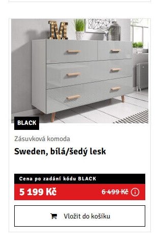 Zásuvková komoda Sweden, bílá/šedý lesk - ASKO akcniletaky.com