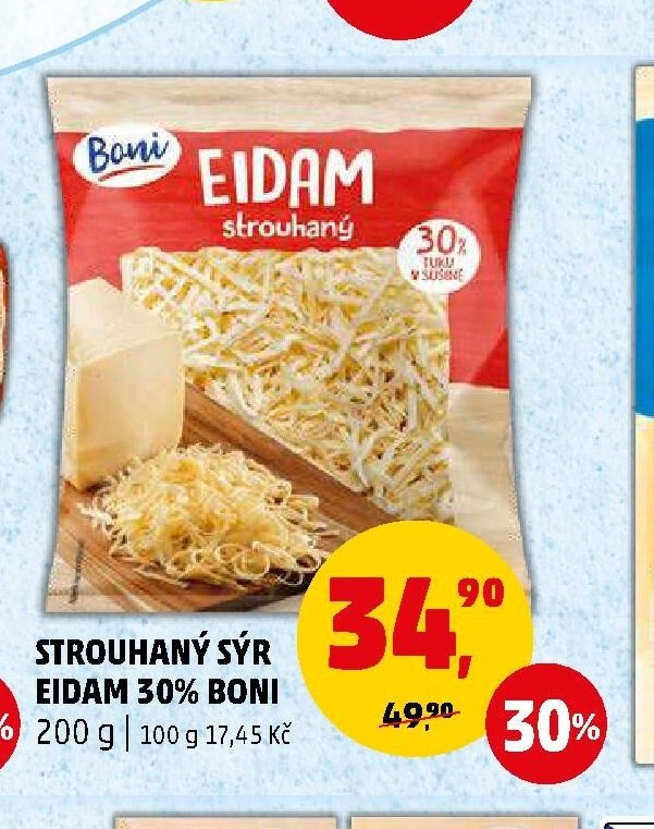 Strouhaný sýr Eidam 30% Boni