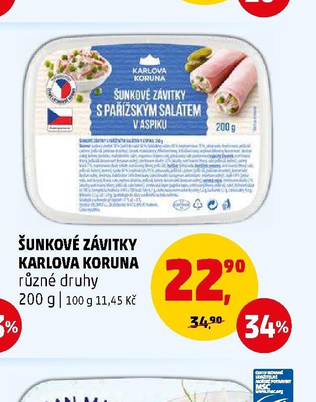 Šunkové závitky Karlova Koruna