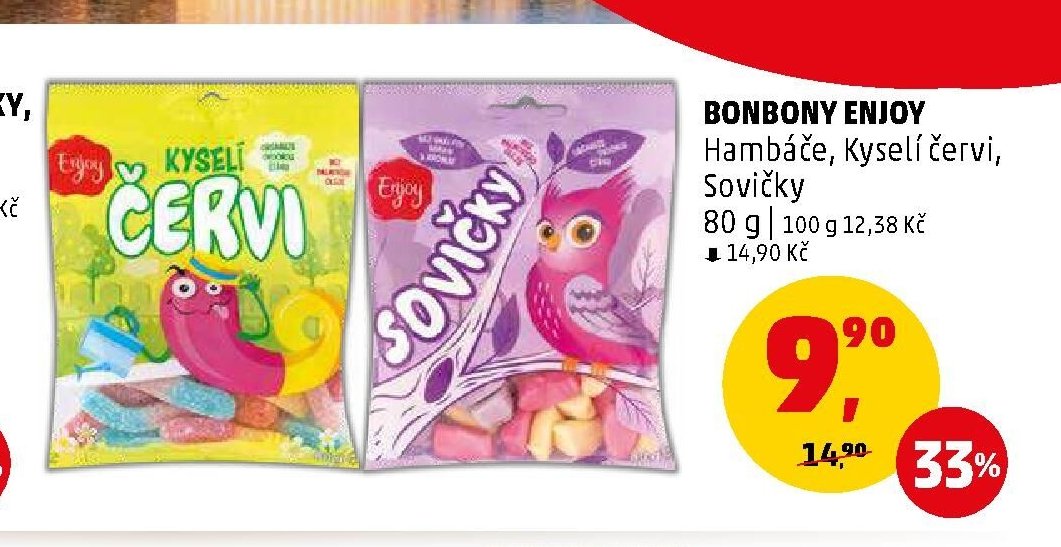 BONBONY ENJOY Hambáče, Kyselí červi, Sovičky