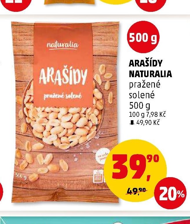 ARAŠÍDY NATURALIA pražené solené