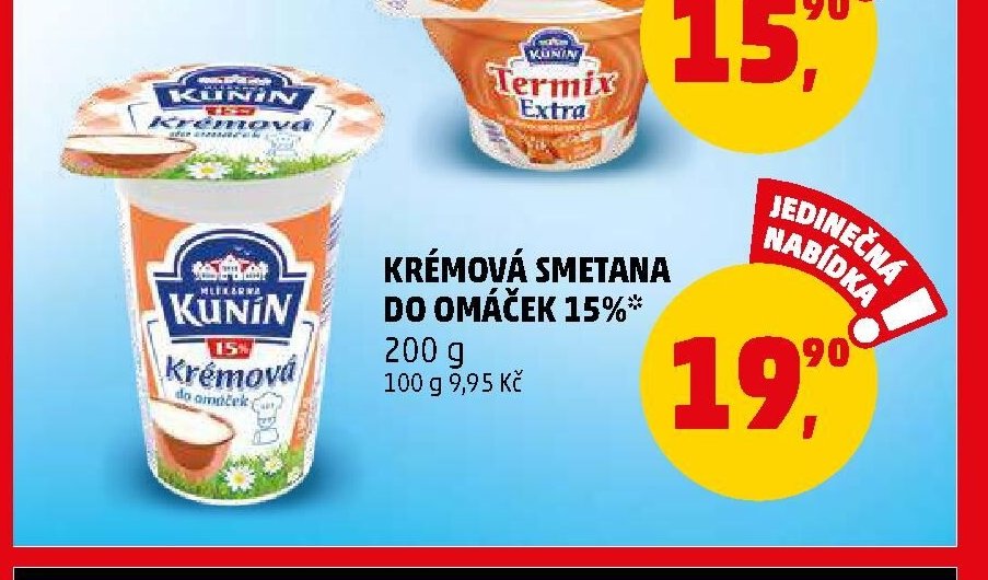 Krémová smetana do omáček 15%