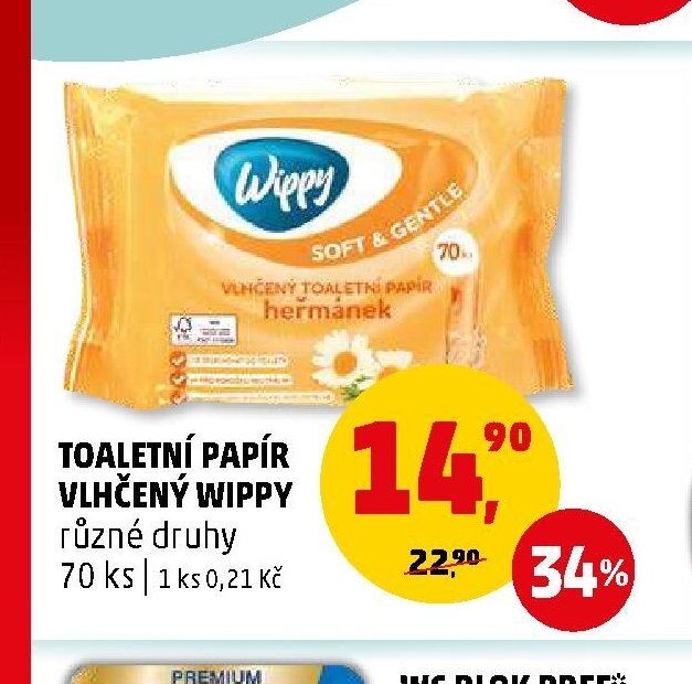 TOALETNÍ PAPÍR VLHČENÝ WIPPY různé druhy