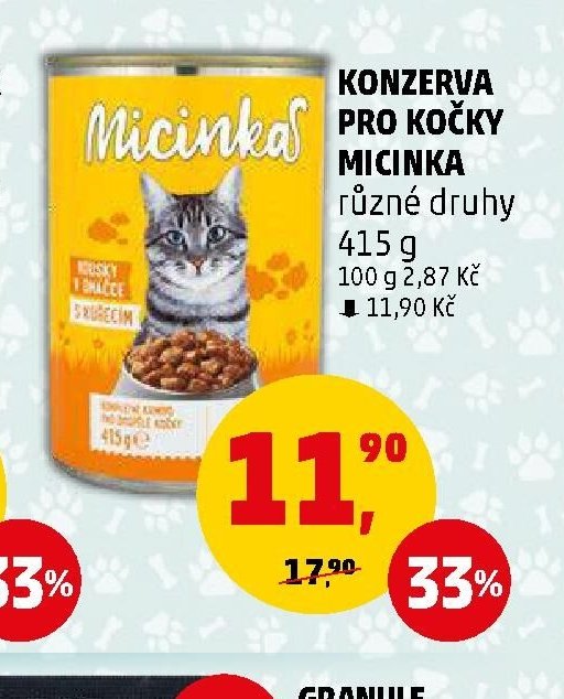 KONZERVA PRO KOČKY MICINKA různé druhy