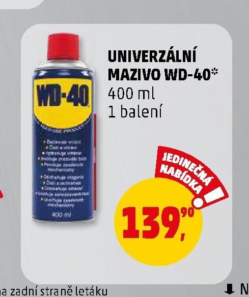 UNIVERZÁLNÍ MAZIVO WD-40 400 ml