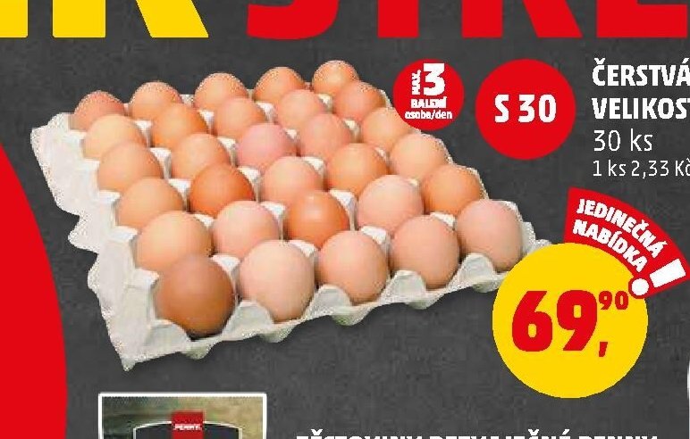 ČERSTVÁ VEJCE VELIKOST S 30 ks