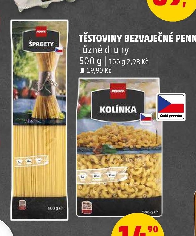 TĚSTOVINY BEZVAJEČNÉ PENNY různé druhy 500 g