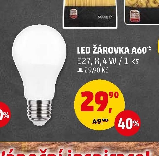 LED ŽÁROVKA A60 E27, 8,4 W / 1 ks