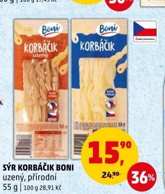 Sýr Korbáčik Boni uzený, přírodní