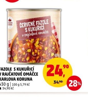 FAZOLE S KUKUŘICÍ V RAJČATOVÉ OMÁČCE KARLOVA KORUNA