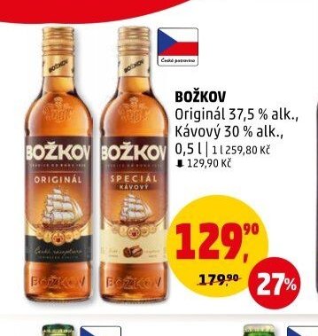 BOŽKOV Originál 37,5 % alk., Kávový 30 % alk., 0,5 l